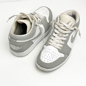 NIKE Jordan 1 Wolf Gray White Low Top Lace Up Sneakers #DC0774-105, Size 6.5